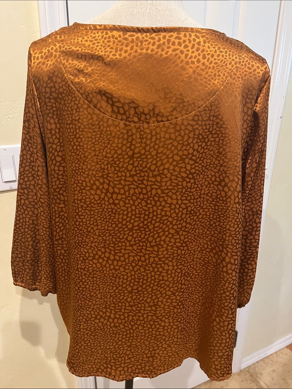 Dress Barn Shimmery Copper-Tone Satin Blouse - Picture 4 of 5